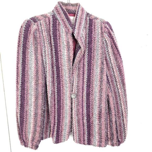 Donnkenny Jacket Womens 8 Chunky Knit Colorful One Button Stand Collar Event - Picture 1 of 8